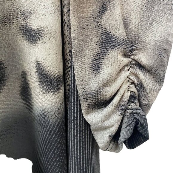 CLARA SUN WOO Tunic Top Small Stretch Jersey Artsy Modern Gray Print 3/4 sleeve - Picture 10 of 11
